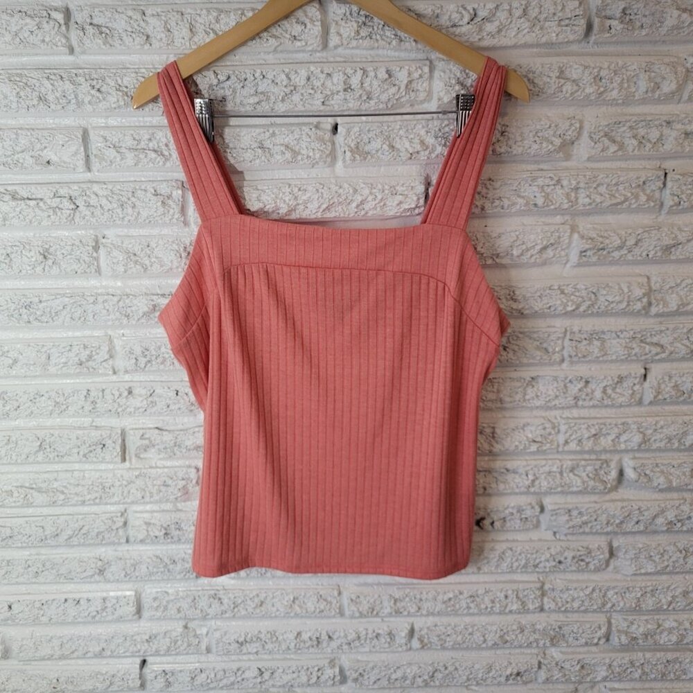 APT 9 Womens XL Pink Orange Tank Top Square Neck Lightweight Knit Casual ORA1XE